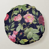 ヴィンテージバラオンザダークブルーベルベットデザイン ラウンドクッション (裏面)