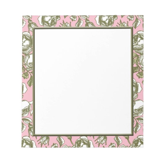 ヴィンテージバラオンライトピンクフローラメモ帳 ノートパッド (正面)