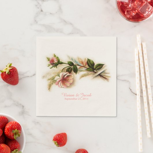 ヴィンテージバラカスタムウェディングナプキン スタンダードカクテルナプキン (インサイチュ)