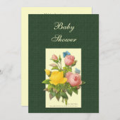 ヴィンテージバラカスタムベビーシャワー招待状 招待状 (正面/裏面)