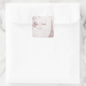 ヴィンテージバラカラーエッフェルタワー結婚ズステッカー スクエアシール (バッグ)