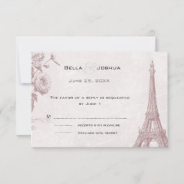 ヴィンテージバラカラーエッフェルタワーRSVP 出欠カード