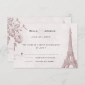 ヴィンテージバラカラーエッフェルタワーRSVP 出欠カード (正面/裏面)