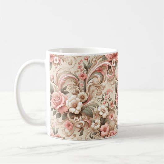 ヴィンテージバラガーデンスクロール コーヒーマグカップ (左)