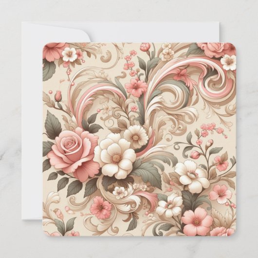 ヴィンテージバラガーデンスクロール 招待状 (正面)