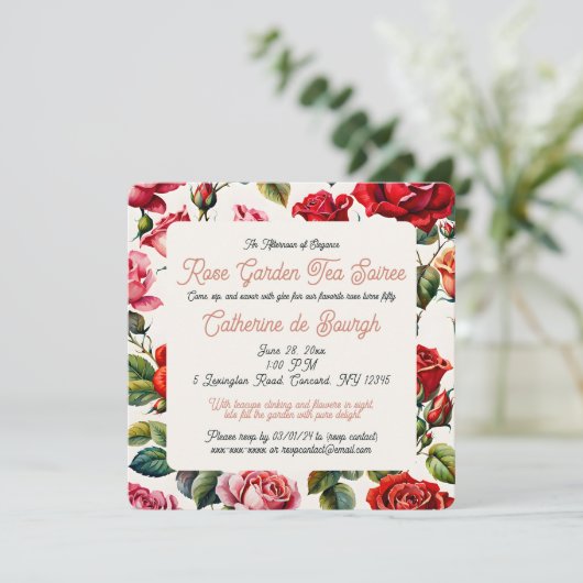 ヴィンテージバラガーデンティーパーティの招待状 招待状 (スタンド正面)