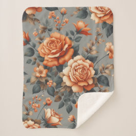 ヴィンテージバラガーデンパターン シェルパブランケット