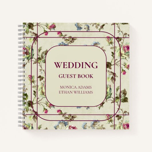 ヴィンテージバラガーデン結婚フローラのゲストブック ノートブック (正面)