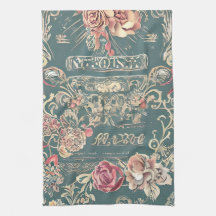 ヴィンテージバラキッチンタオル