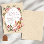 ヴィンテージバラキューピッドガレンティーヌカクテルパーティー 招待状