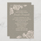 ヴィンテージバラクリームオンダスティーグレイブライダルシャワー 招待状 (正面/裏面)