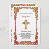 ヴィンテージバラクロスクリスチャン結婚式招待状 招待状 (正面/裏面)