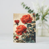 ヴィンテージバラクローズアップ：タイムレスエレガンス ポストカード (スタンド正面)