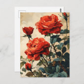 ヴィンテージバラクローズアップ：タイムレスエレガンス ポストカード (正面/裏面)