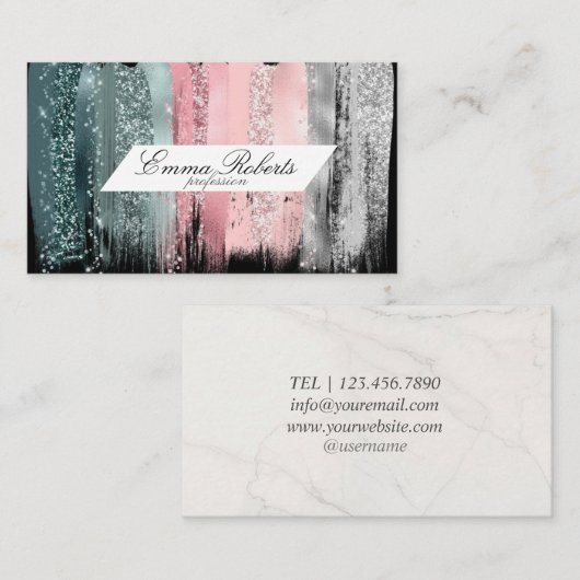 ヴィンテージバラグレーグリーンクリップアート、ブラシストローク 名刺 (正面/裏面)