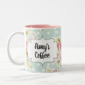 ヴィンテージバラコーヒーマグ ツートーンマグカップ (左)