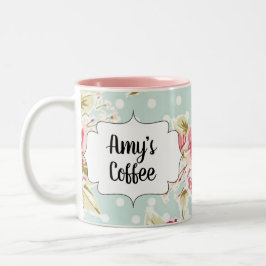 ヴィンテージバラコーヒーマグ ツートーンマグカップ