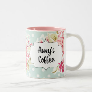 ヴィンテージバラコーヒーマグ ツートーンマグカップ