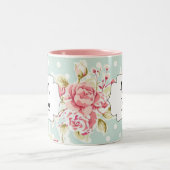 ヴィンテージバラコーヒーマグ ツートーンマグカップ (中央)