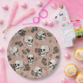 ヴィンテージバラゴシックスカルとバラハロウィーン ペーパープレート (パーティー)