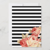 ヴィンテージバラゴールドフォイルモダン白黒 招待状 (裏面)