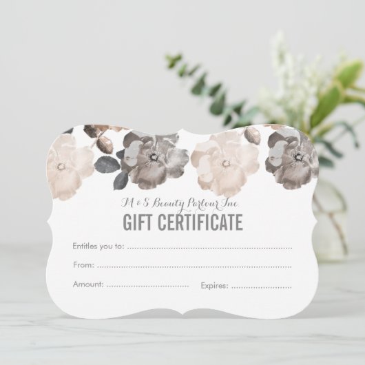 ヴィンテージバラサロンギフト証明書テンプレート (スタンド正面)