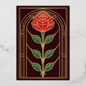 ヴィンテージバラステンドグラスビクトリアンア結婚ーチ 箔招待状