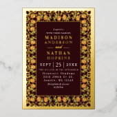 ヴィンテージバラステンドグラスビクトリアン結婚ズ 箔招待状 (正面)