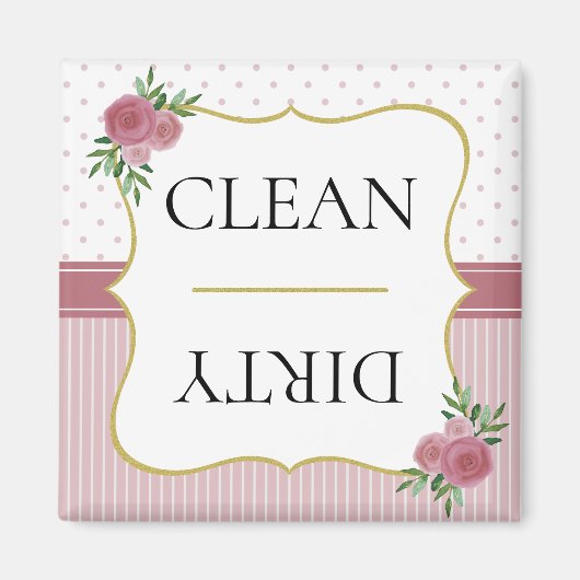 ヴィンテージバラストライプ金ゴールドドットフローラ食洗機 マグネット (正面)