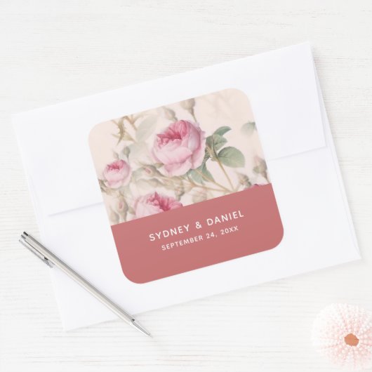 ヴィンテージバラス結婚クエアのステッカー スクエアシール (封筒)