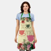 ヴィンテージバラティーコーヒーカップ料理キッチン エプロン (着用した状態)