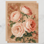 ヴィンテージバラデザインスクラップブック及びクラフト紙 (正面/裏面)