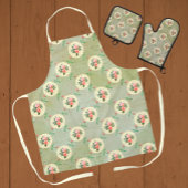 ヴィンテージバラドイリーアウェイスモークグリーンダマスク エプロン