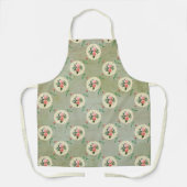 ヴィンテージバラドイリーアウェイスモークグリーンダマスク エプロン (正面)