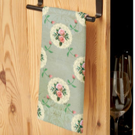 ヴィンテージバラドイリーアウェイスモークグリーンダマスク キッチンタオル