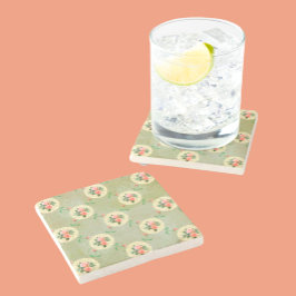 ヴィンテージバラドイリーアウェイスモークグリーンダマスク ストーンコースター