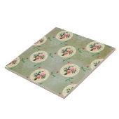 ヴィンテージバラドイリーアウェイスモークグリーンダマスク タイル (側面)