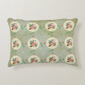 ヴィンテージバラドライグリーンダマスク アクセントクッション (正面)
