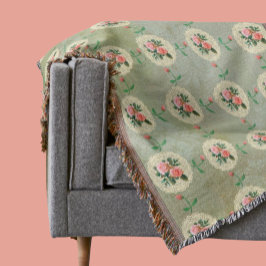ヴィンテージバラドライグリーンダマスク スローブランケット