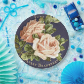 ヴィンテージバラネイビーブルーブライダルティー ペーパープレート (パーティー)