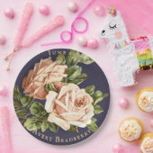 ヴィンテージバラネイビーブルーブライダルティー ペーパープレート (パーティー)