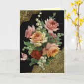 ヴィンテージバラハッピーバースデーカード カード (黄色い花)