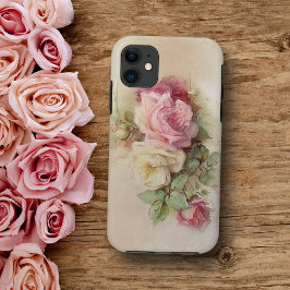 ヴィンテージバラハンド絵を描スタイルバラ iPhone 11 ケース