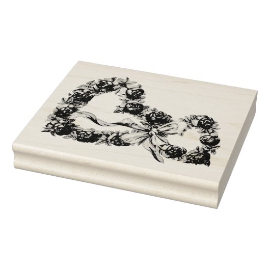 ヴィンテージバラハートフローラかわいらしリース結婚の ラバースタンプ (スタンプ)