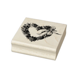 ヴィンテージバラハートフローラかわいらしリース結婚の ラバースタンプ