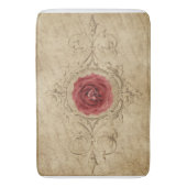 ヴィンテージバラバスマット、ベージュ&レッド バスマット (正面縦)