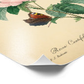 ヴィンテージバラバタフライピンクフラワーバイルドゥートアート フォトプリント            (角)