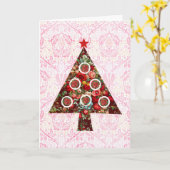 ヴィンテージバラバロックスタイルクリスマスツリー カード (黄色い花)