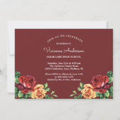 ヴィンテージバラバーガンディーレッド卒業写真グラード 招待状 (裏面)