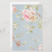 ヴィンテージバラパターンみすぼらしいシックなスタイルブルー 便箋 (正面/裏面)